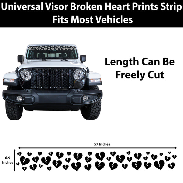 Front Windshield Visor Decal – Leopard Cheetah Heart Print | Universal Fit for Most Vehicles