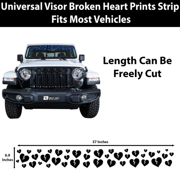Front Windshield Visor Decal – Leopard Cheetah Heart Print | Universal Fit for Most Vehicles