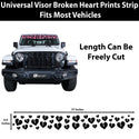 Front Windshield Visor Decal – Leopard Cheetah Heart Print | Universal Fit for Most Vehicles