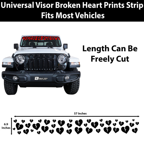 Front Windshield Visor Decal – Leopard Cheetah Heart Print | Universal Fit for Most Vehicles