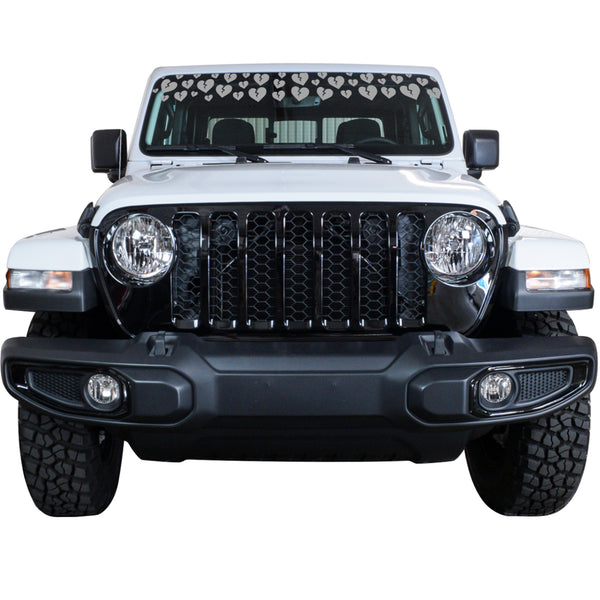 Front Windshield Visor Decal – Leopard Cheetah Heart Print | Universal Fit for Most Vehicles