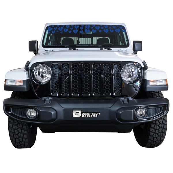 Front Windshield Visor Decal – Leopard Cheetah Heart Print | Universal Fit for Most Vehicles