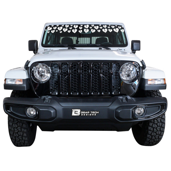 Front Windshield Visor Decal – Leopard Cheetah Heart Print | Universal Fit for Most Vehicles