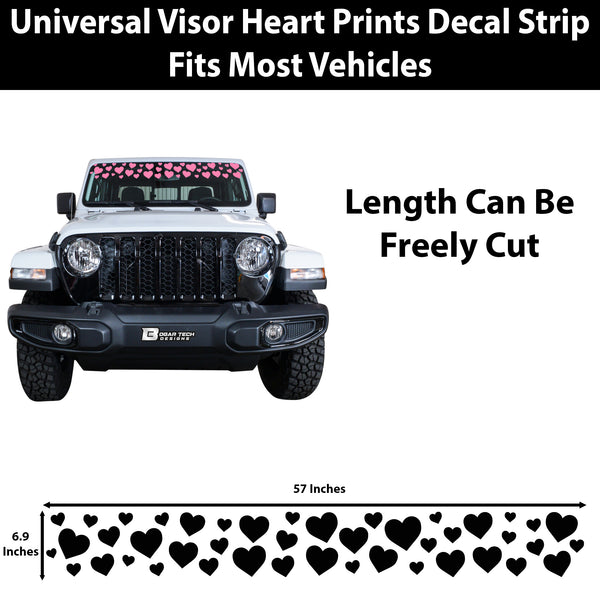 Front Windshield Visor Decal – Leopard Cheetah Heart Print | Universal Fit for Most Vehicles