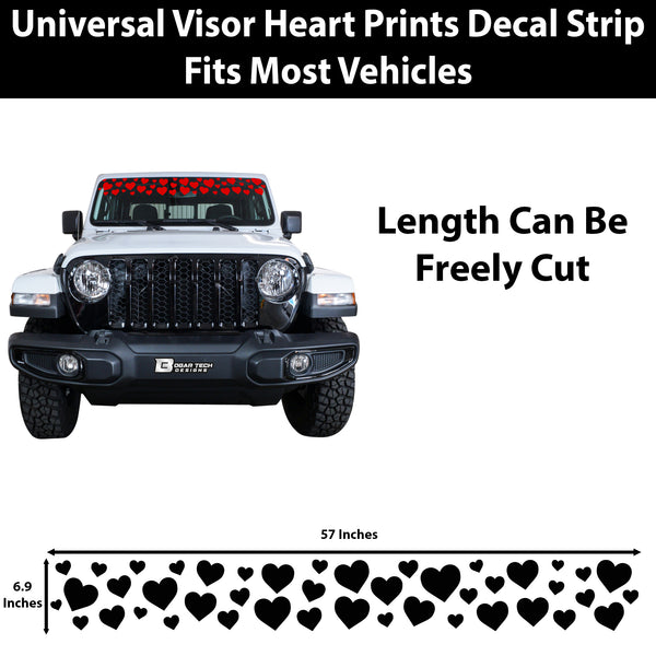 Front Windshield Visor Decal – Leopard Cheetah Heart Print | Universal Fit for Most Vehicles