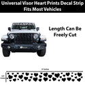 Front Windshield Visor Decal – Leopard Cheetah Heart Print | Universal Fit for Most Vehicles