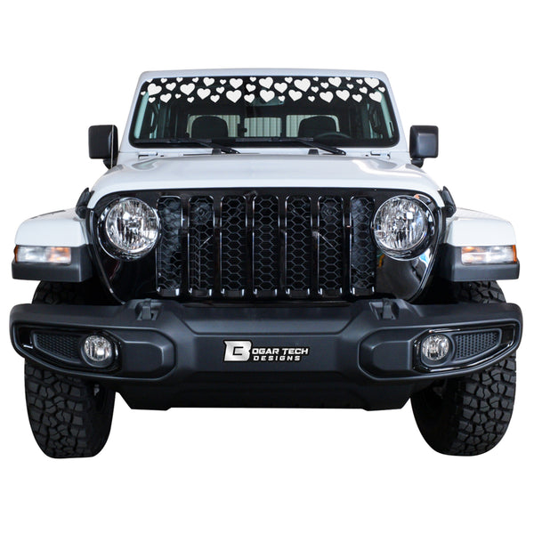 Front Windshield Visor Decal – Leopard Cheetah Heart Print | Universal Fit for Most Vehicles