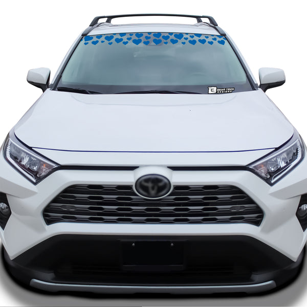 Front Windshield Visor Decal – Leopard Cheetah Heart Print | Universal Fit for Most Vehicles