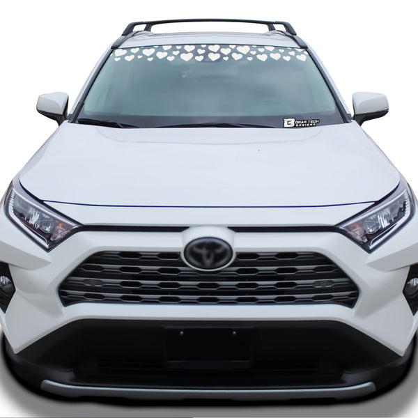 Front Windshield Visor Decal – Leopard Cheetah Heart Print | Universal Fit for Most Vehicles