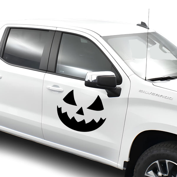Jack O' Lantern Car Decal - Universal Pumpkin Face Vinyl (Halloween Edition)