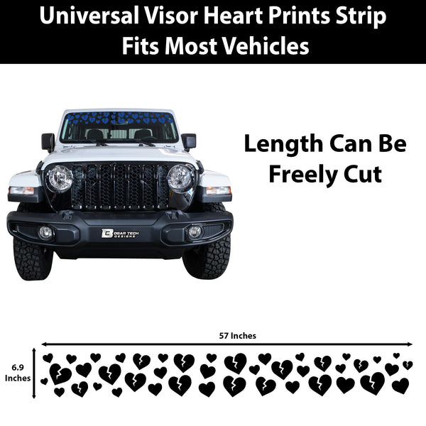 Front Windshield Visor Decal – Leopard Cheetah Heart Print | Universal Fit for Most Vehicles
