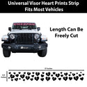 Front Windshield Visor Decal – Leopard Cheetah Heart Print | Universal Fit for Most Vehicles