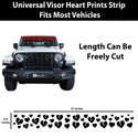 Front Windshield Visor Decal – Leopard Cheetah Heart Print | Universal Fit for Most Vehicles