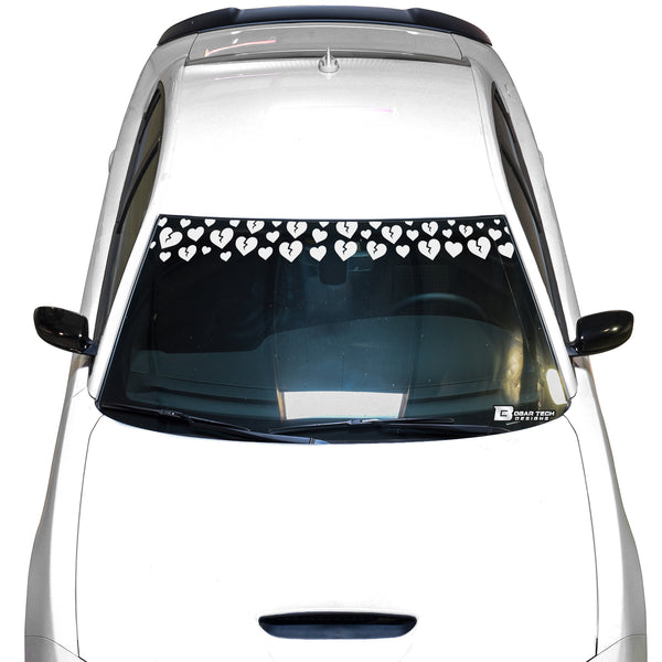 Front Windshield Visor Decal – Leopard Cheetah Heart Print | Universal Fit for Most Vehicles