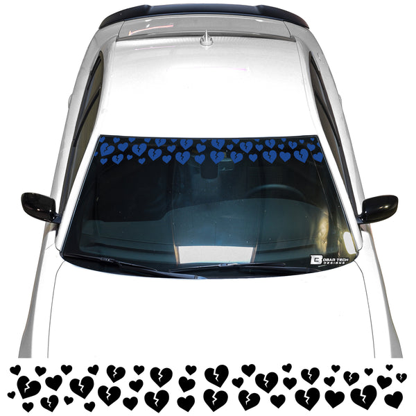 Front Windshield Visor Decal – Leopard Cheetah Heart Print | Universal Fit for Most Vehicles