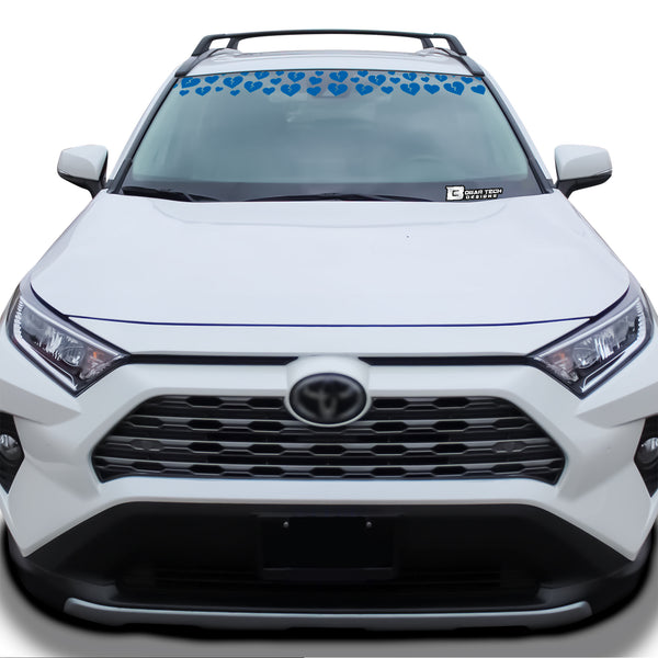 Front Windshield Visor Decal – Leopard Cheetah Heart Print | Universal Fit for Most Vehicles