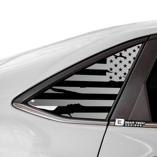 Buy distressed-black Quarter Window American Flag Vinyl Decal Stickers Fits Volkswagen Jetta 2019-2023