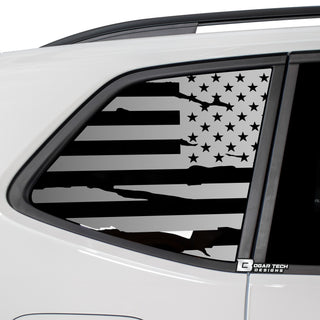 Buy distressed-black Quarter Window American Flag Vinyl Decal Stickers Fits Volkswagen Tiguan 2018-2023