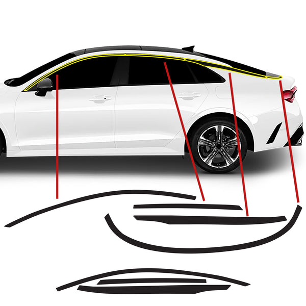 Window Vinyl Chrome Delete Trim Blackout Decal Stickers Overlay Film Fits Kia K5 2021-2025