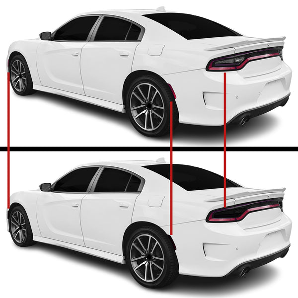 Dodge Charger Racetrack Tail Light Side Markers Headlight Precut Tint Kit Overlay Film 2015 - 2023 - Bogar Tech Designs