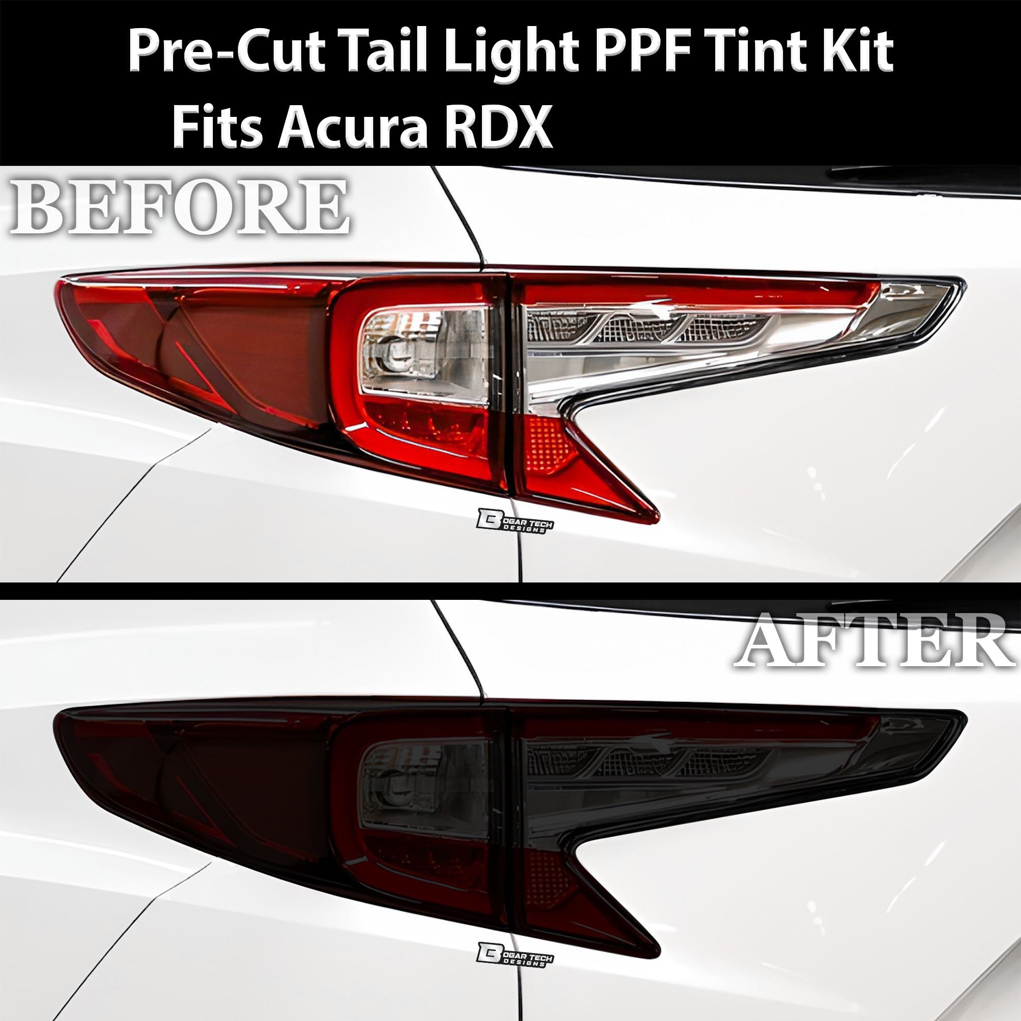 Full Headlight Taillight Precut Smoked PPF Tint Kit Film Overlay Fits Acura RDX 2019 - 2025 - Bogar Tech Designs