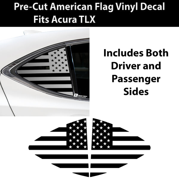 Quarter Window American Flag Vinyl Decal Stickers Fits Acura TLX 2015 - 2020 - Bogar Tech Designs