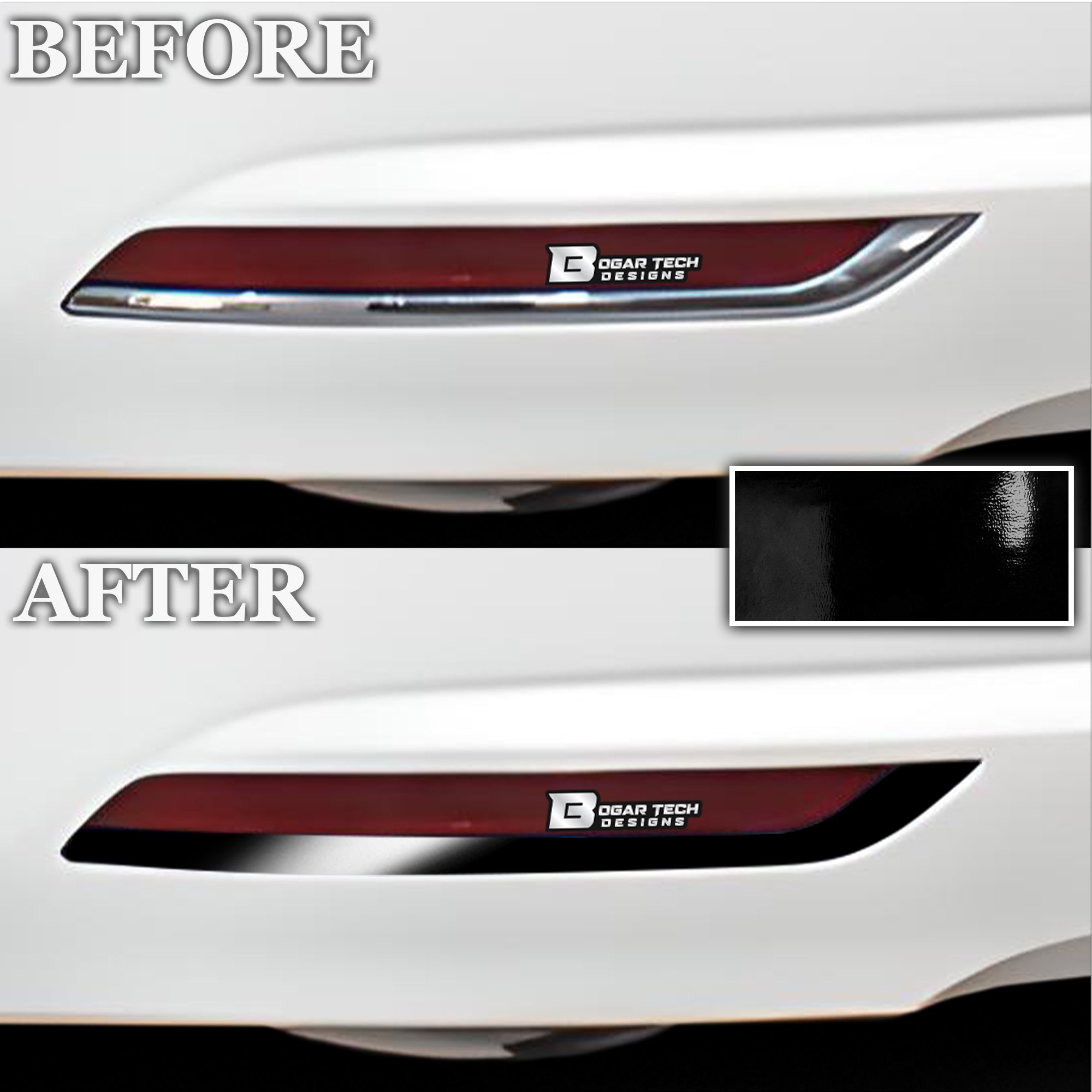 Vinyl Chrome Delete Side Window Front Bumper Rear Wheel Rim Trim Blackout Decal Stickers Overlay Film Fits Acura TLX 2015 - 2020 - Bogar Tech Designs