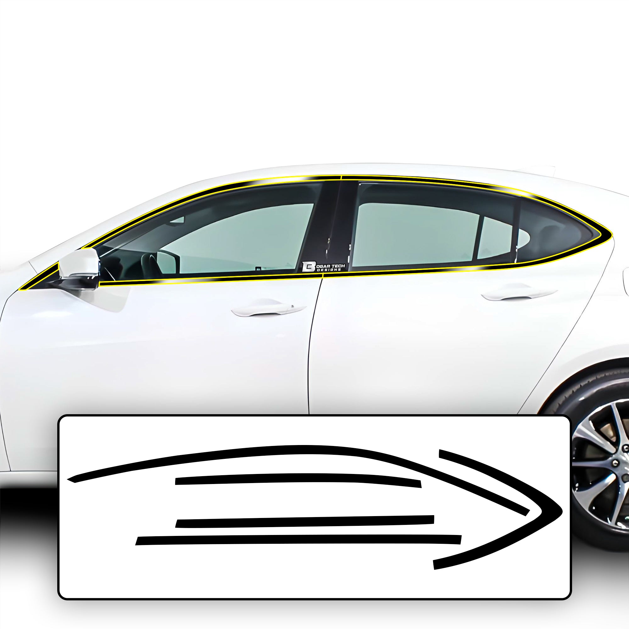 Vinyl Chrome Delete Side Window Front Bumper Rear Wheel Rim Trim Blackout Decal Stickers Overlay Film Fits Acura TLX 2015 - 2020 - Bogar Tech Designs