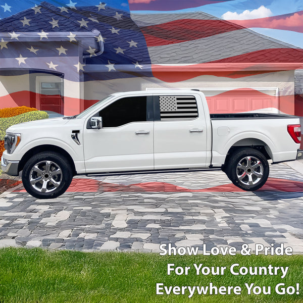 American Flag Rear Side Window Vinyl Decal Stickers Fits Ford F - 150 F150 2015 - 2025 - Bogar Tech Designs