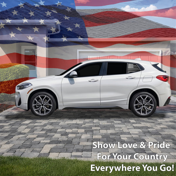 Fits BMW X2 2018-2023 Quarter Window American Flag Vinyl Decal Stickers