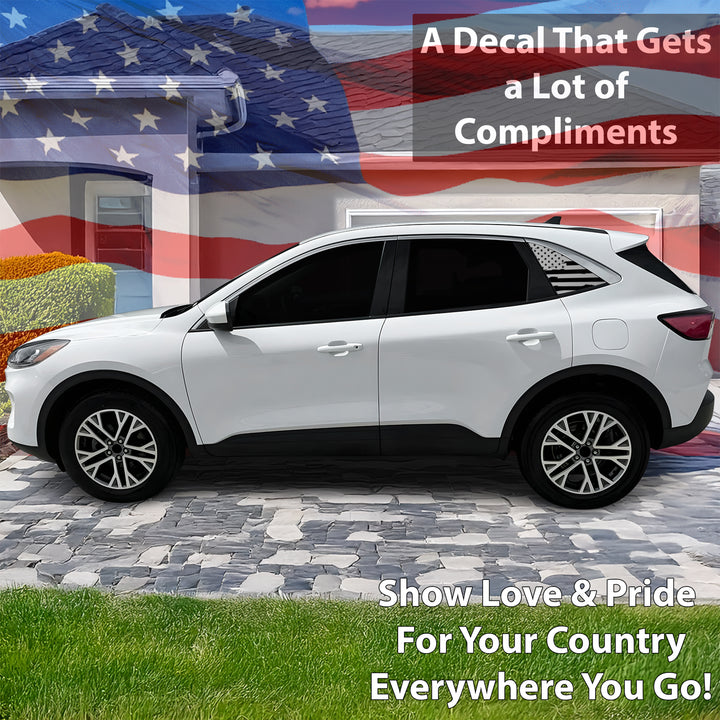 Quarter Window American Flag Vinyl Decal Stickers Fits Ford Escape 2020 - 2025 - Bogar Tech Designs