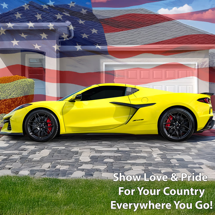 Quarter Window American Flag Vinyl Decal Stickers Fits Chevy Corvette C8 2020 - 2025 - Bogar Tech Designs
