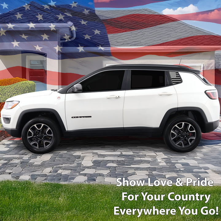 Quarter Window American Flag Vinyl Decal Stickers Fits Jeep Compass 2018 - 2025 - Bogar Tech Designs