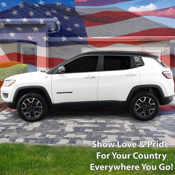 Quarter Window American Flag Vinyl Decal Stickers Fits Jeep Compass 2018 - 2025 - Bogar Tech Designs