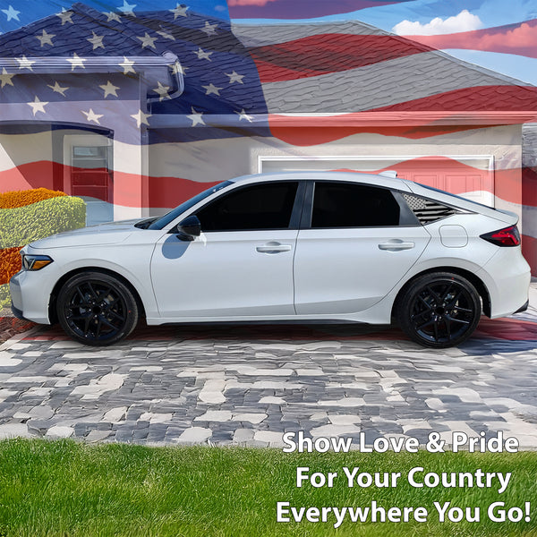 American Flag Rear Side Quarter Window Precut Decals Fits Honda Civic Hatchback 2022 2023 2024