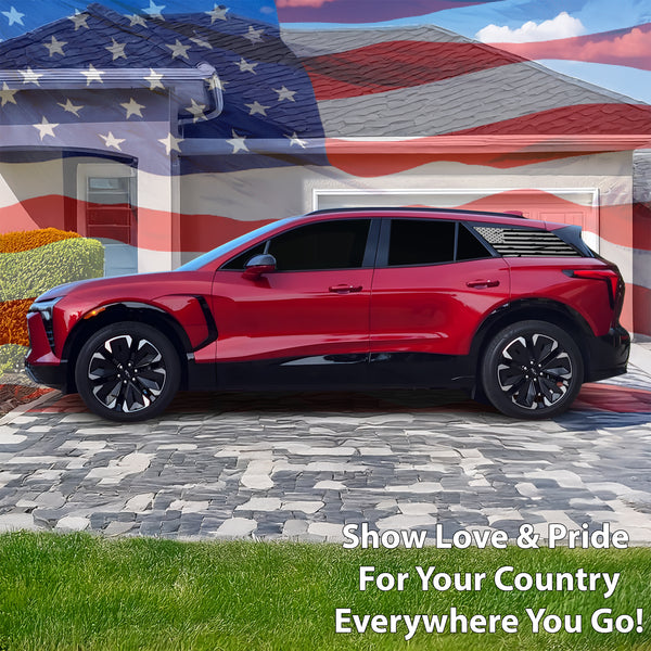 Fits Chevrolet Blazer EV 2024+ Quarter Window American Flag Vinyl Decal Stickers