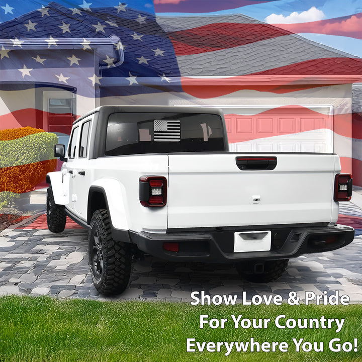 Precut American Flag Rear Window Decal Sticker Fits Jeep Gladiator 2020 - 2025 - Bogar Tech Designs
