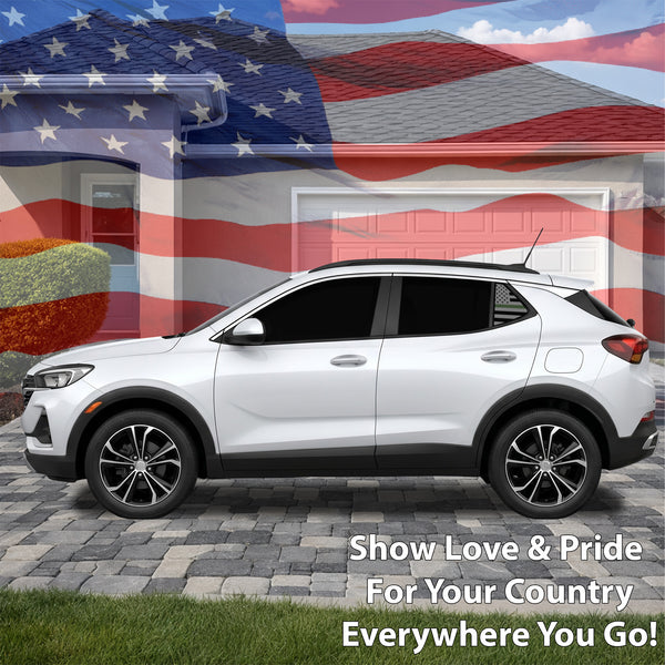 American Flag Quarter Window Decal for Buick Encore GX 2020-2026 – Precut Matte Black Vinyl