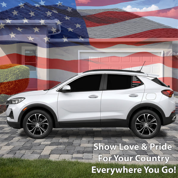 American Flag Quarter Window Decal for Buick Encore GX 2020-2026 – Precut Matte Black Vinyl