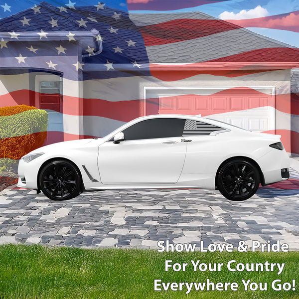 Quarter Window American Flag Vinyl Decal Stickers Fits Infiniti Q60 2017 - 2022 - Bogar Tech Designs