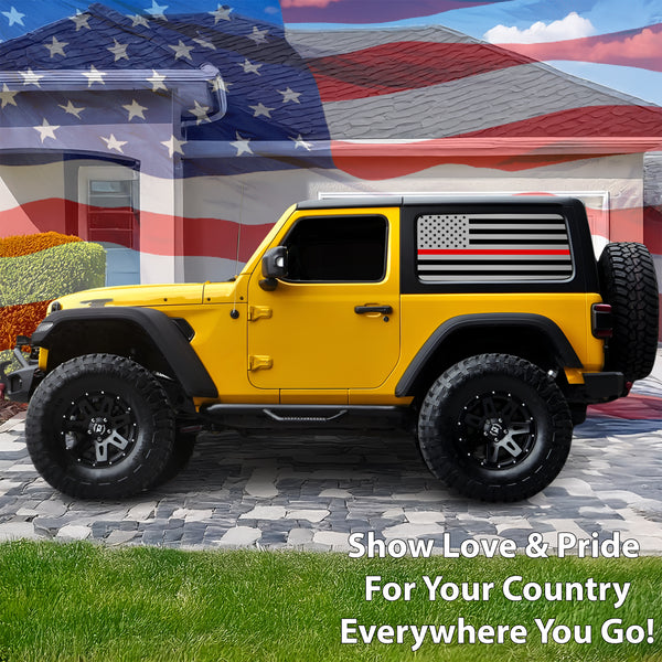 American Flag Window Vinyl Decal Stickers Fits Jeep Wrangler JL 2 Door 2018 - 2025Blue Red Pink Green Line - Bogar Tech Designs