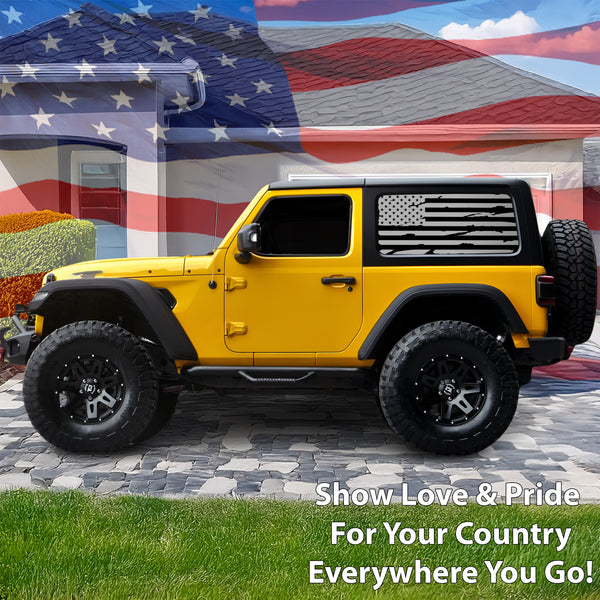 American Flag Window Vinyl Decal Stickers Fits Jeep Wrangler JL 2 Door 2018 - 2025Blue Red Pink Green Line - Bogar Tech Designs
