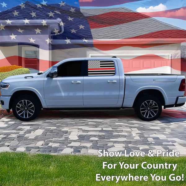 American Flag Side Window Vinyl Decal Stickers Fits Dodge Ram 2019 - 2025 - Bogar Tech Designs