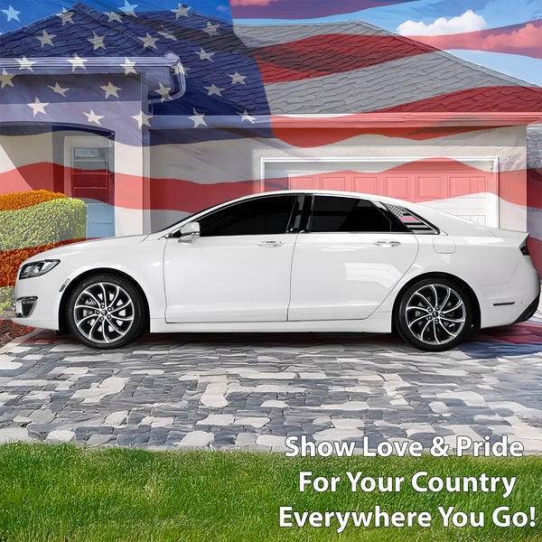 Quarter Window American Flag Vinyl Decal Stickers Fits Lincoln MKZ 2013 - 2020 - Bogar Tech Designs