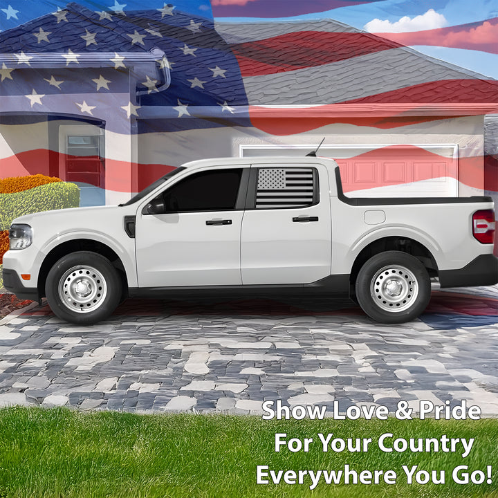American Flag Rear Side Window Vinyl Decal Stickers Fits Ford Maverick 2022 - 2025 - Bogar Tech Designs
