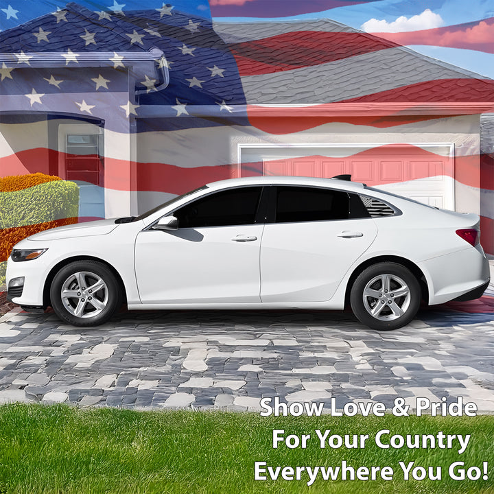 Quarter Window American Flag Vinyl Decal Stickers Fits Chevy Malibu 2019 - 2025 - Bogar Tech Designs