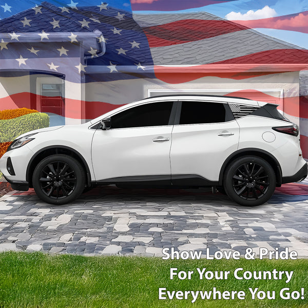 Quarter Window American Flag Vinyl Decal Stickers Fits Nissan Murano 2015 - 2024 - Bogar Tech Designs
