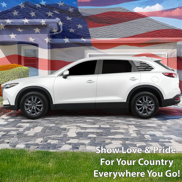 American Flag Rear Quarter Window Vinyl Decal Stickers Fits Mazda CX - 9 2016 - 2023 - Bogar Tech Designs