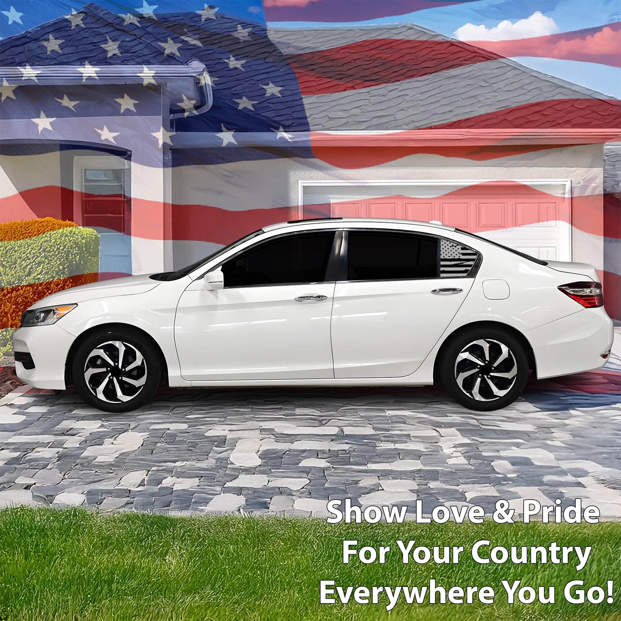 Quarter Window American Flag Vinyl Decal Stickers Fits Honda Accord 2013 - 2017 - Bogar Tech Designs