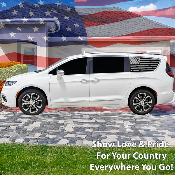 Quarter Window American Flag Vinyl Decal Stickers Fits Chrysler Pacifica 2017-2023